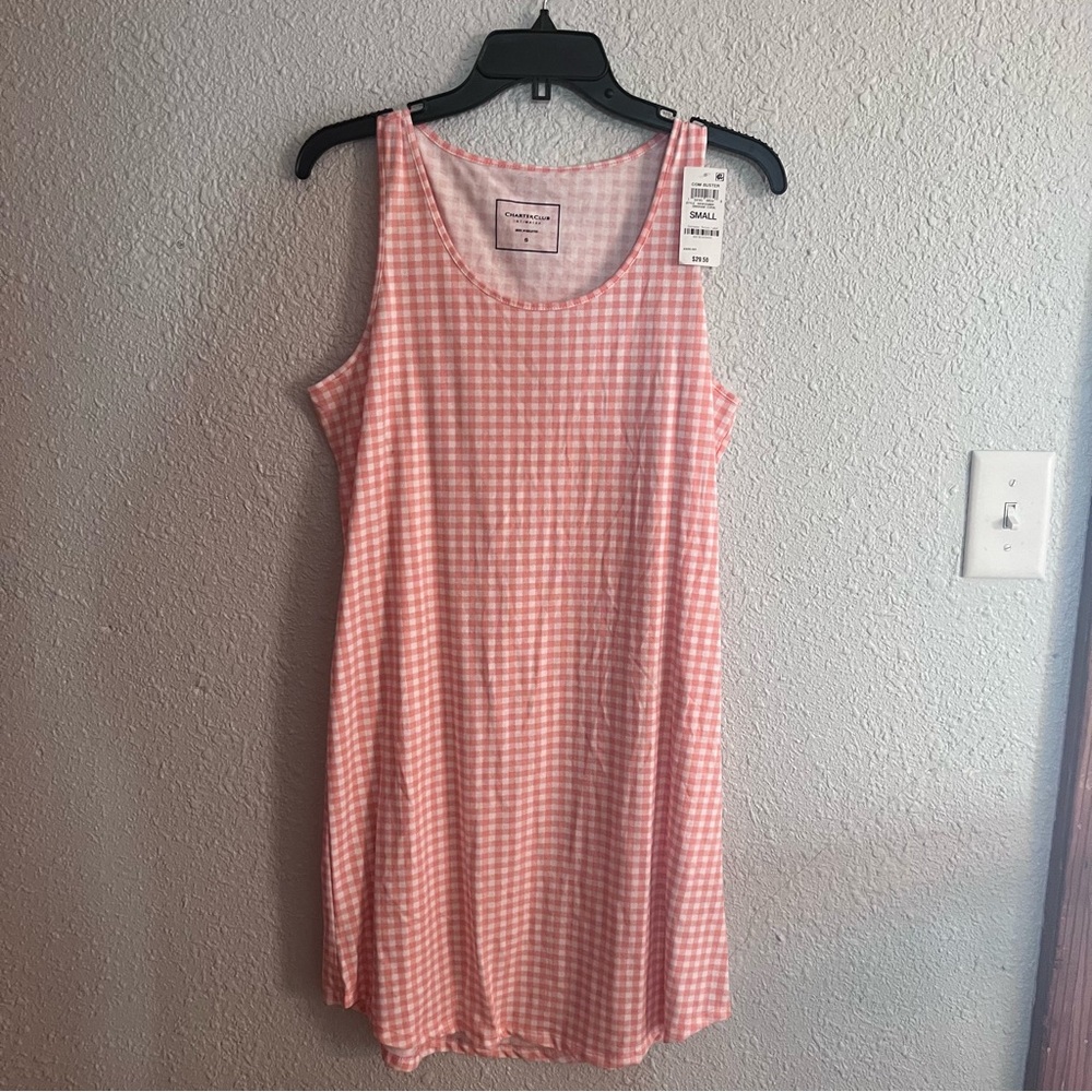 Charter Club Pink and White Gingham sleep dress
